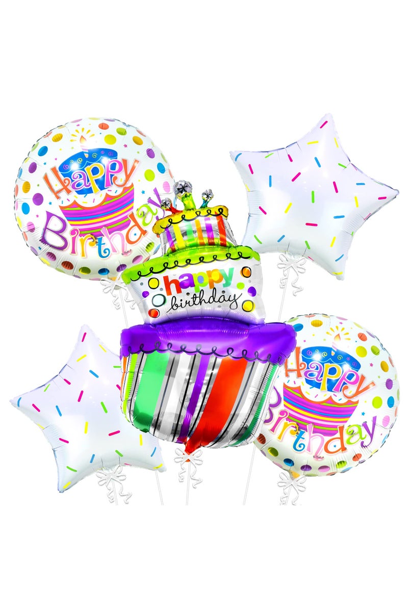 Happy Birthday Balloon Set, Cake Birthday Happy Birthday Aluminum Foil Balloons Aluminum Foil Birthday Signs for Party Decorations, Large, 5-Pack - Image 1