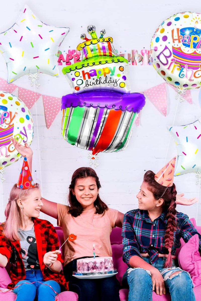 Happy Birthday Balloon Set, Cake Birthday Happy Birthday Aluminum Foil Balloons Aluminum Foil Birthday Signs for Party Decorations, Large, 5-Pack - Image 4