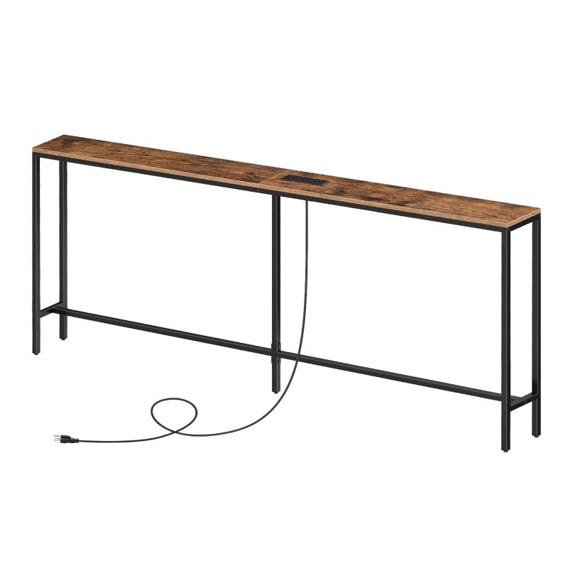 MAHANCRIS MAHANCRIS Skinny Console Table with Power Outlets 709 Narrow Sofa Table Behind Couch Table with Charging Station Sofa Hallway Table for Plants Living Room CTHR185E01 
