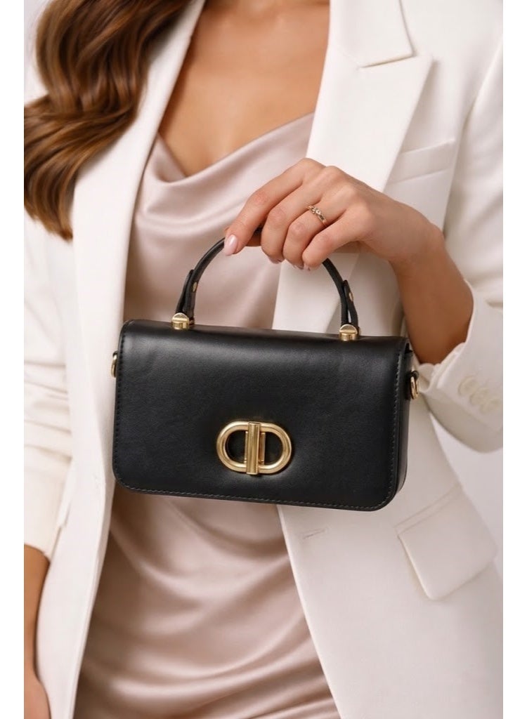 لايف ستيلاش  حقيبة كروس من الجلد مع حزام قماش ZC-16 - أسود - Image 1