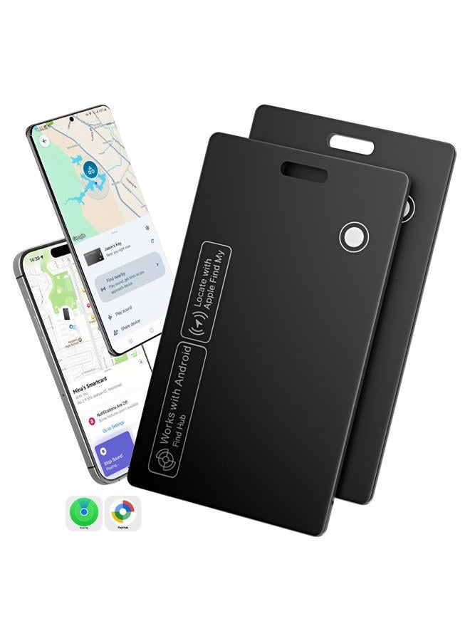 Eelexa [2026 New] 2 Pack Dual Platform Rechargeable Air Tags Wallet Tracker Card, Dual System Wallet Finder, Compatible with Apple Find My & Google's Find Hub, Item Locator, Credit Card Size Tracker - Image 1