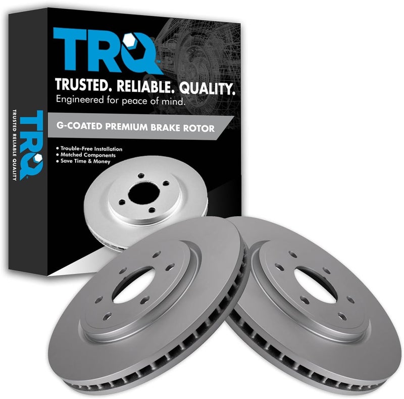 TRQ Front Brake Rotor Set G Coated Vented Compatible with 2005-2024 Nissan Frontier 2005-2012 Pathfinder 2005-2015 Xterra 2009-2012 Suzuki Equator - Image 1