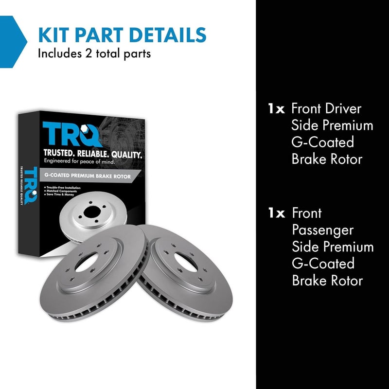 TRQ Front Brake Rotor Set G Coated Vented Compatible with 2005-2024 Nissan Frontier 2005-2012 Pathfinder 2005-2015 Xterra 2009-2012 Suzuki Equator - Image 2