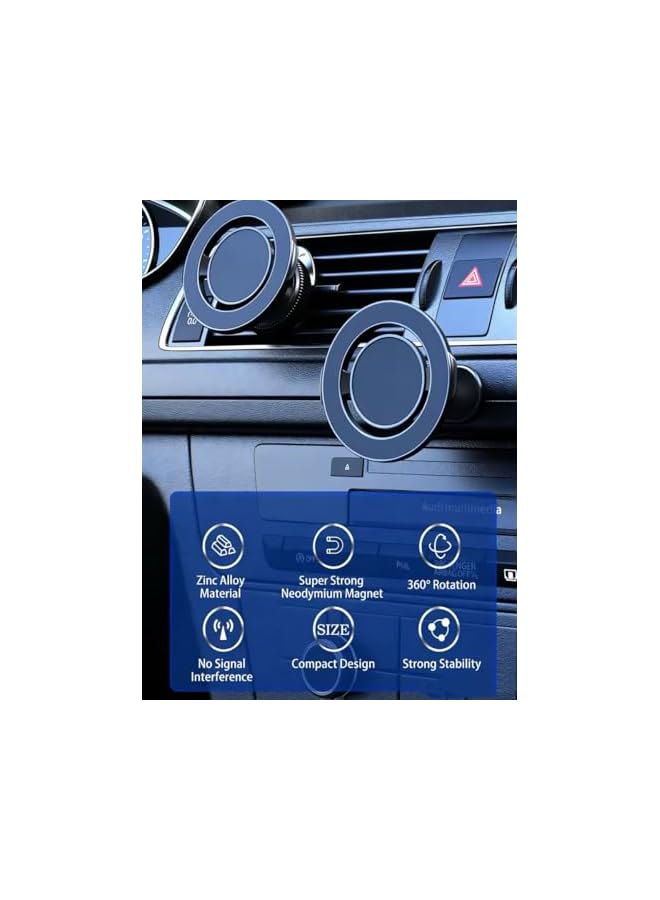 S-TOP Magnetic Car Phone Mount, Alloy Air Vent Phone Holder, 360° Rotation Auto-Lock Phone Stand for Car, Stable Hands-Free Phone Mount Compatible with Smartphones - Image 2