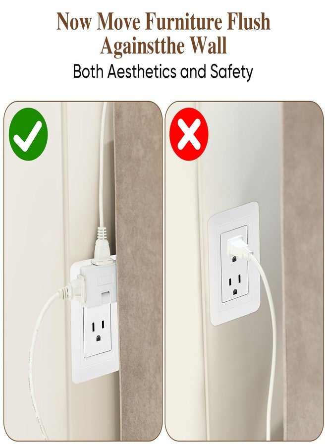 MIKWOAB 3 Way Flat Wall Outlet Extender Adapter- 4 Pack 180 Degrees Rotatable Flat Plug AC Adapter, 2 Prong Foldable Swivel Outlet Extender, Outlet Splitter for Behind Furniture (White, Type A) - Image 3