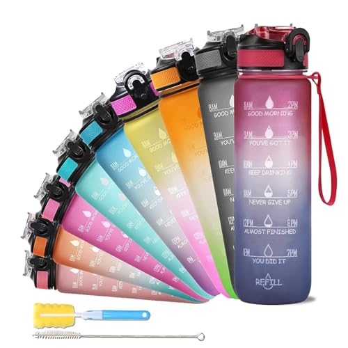 SOLARA Sipper Water Bottle 1 Litre, Leakproof, BPA-Free & Durable Tritan, Water Bottle for Adults, Gym, Kids, School, Gifts & Office, Motivational Time Marker, 1Ltr Sipper Bottle, Dark Intentions - Image 1