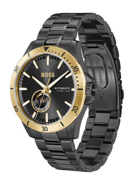 HUGO BOSS ROUND ANALOG MEN'S BLACK CASE WATCH - 1514203