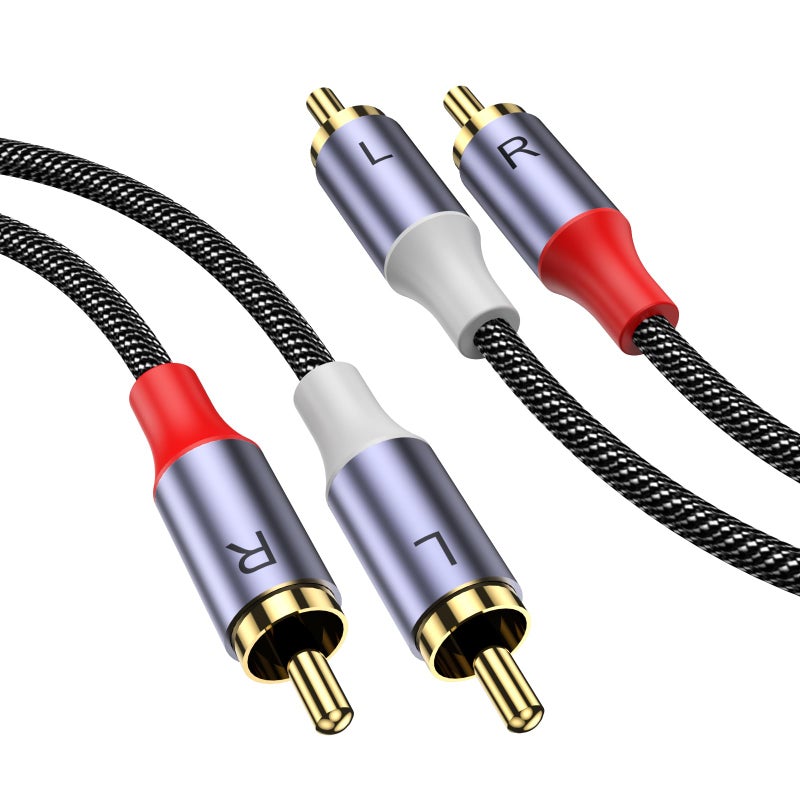 MOSWAG RCA Stereo Cable2Male to 2Male RCA Audio Stereo Cable 10Ft3M Nylon Braided OFC Conductors 24K Gold Plated RCA Male to Male for Car Audio Home Theater Subwoofer Receiver Speakers HDTV - Image 2
