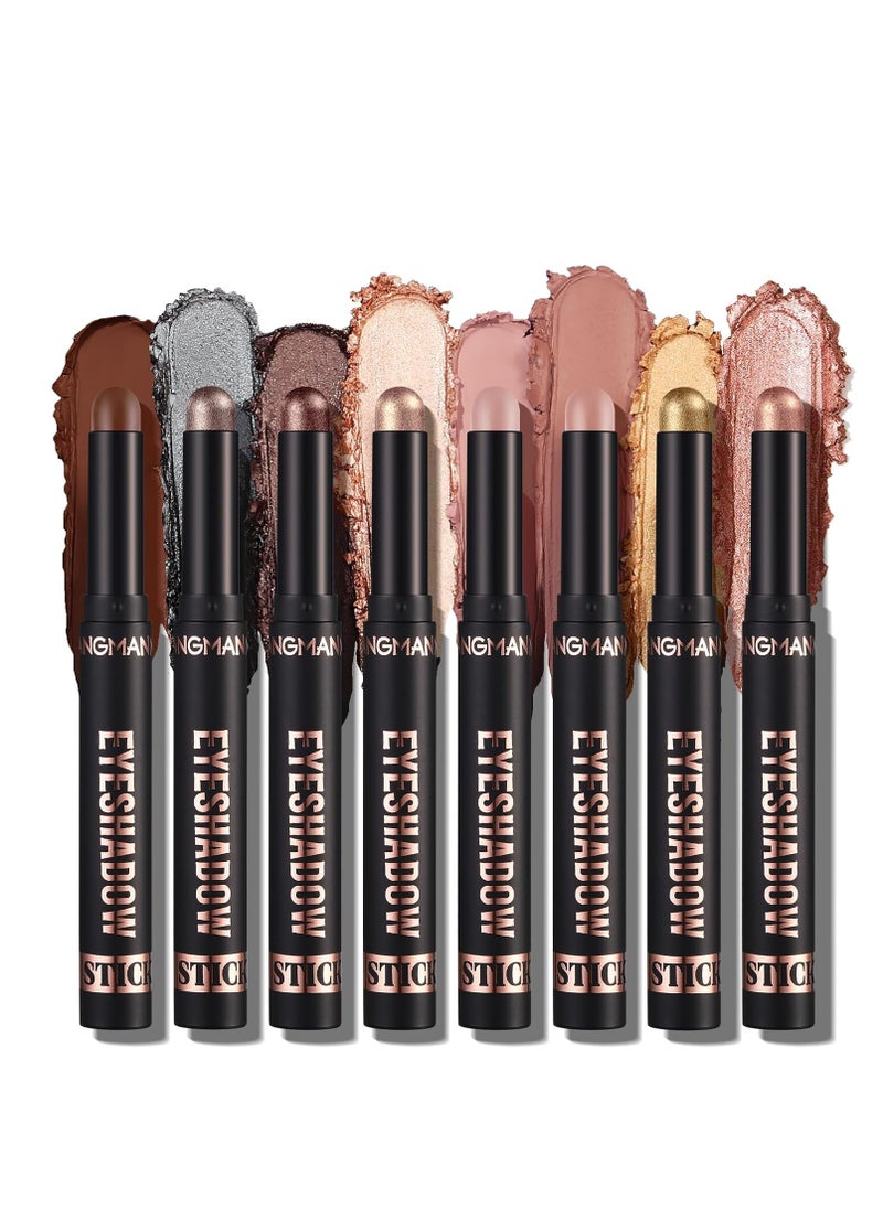 Jolilab - Jolilab Eyeshadow Stick Set, 8 Colors Matte Professional Bright-Colored Contouring and Highlight Eyeshadow Stick, Cream Eyeshadow Waterproof Long Lasting High Pigmented Eye Shadow. (8, Eyeshadow B) - Image 1