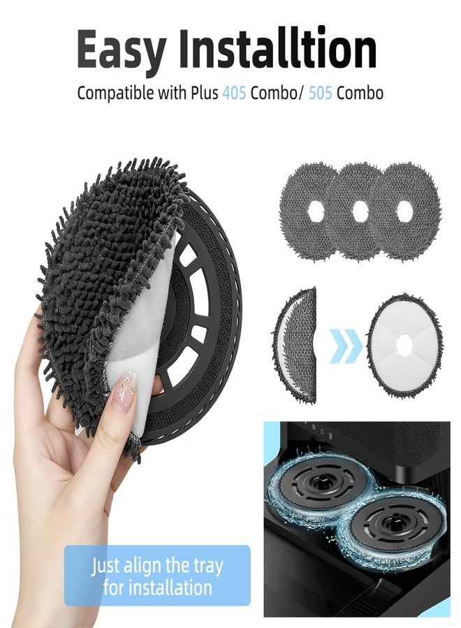 مجموعة من 8 قطع من وسادات الممسحة لروبوت التنظيف iRobot Roomba Plus 405 Combo/505 Combo، قطع غيار وإكسسوارات وسادات التنظيف الدوارة - Image 3