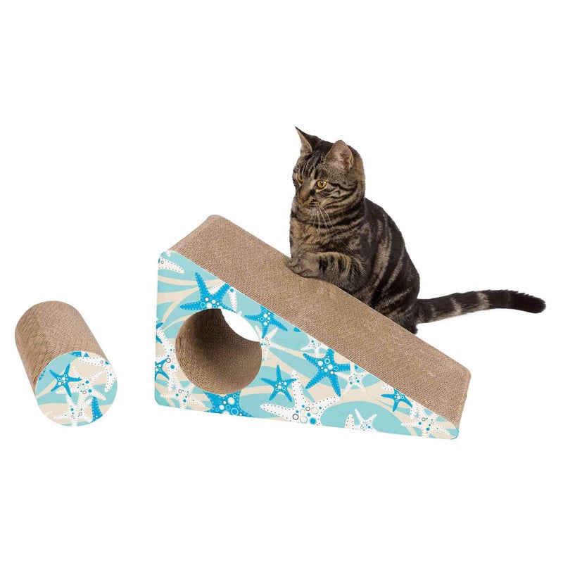 Trixie Scratching Ramp for Cat, 2 Pieces, Cardboard, Catnip Infused, Inclined Surface (44 × 23 × 21 cm) - Image 1