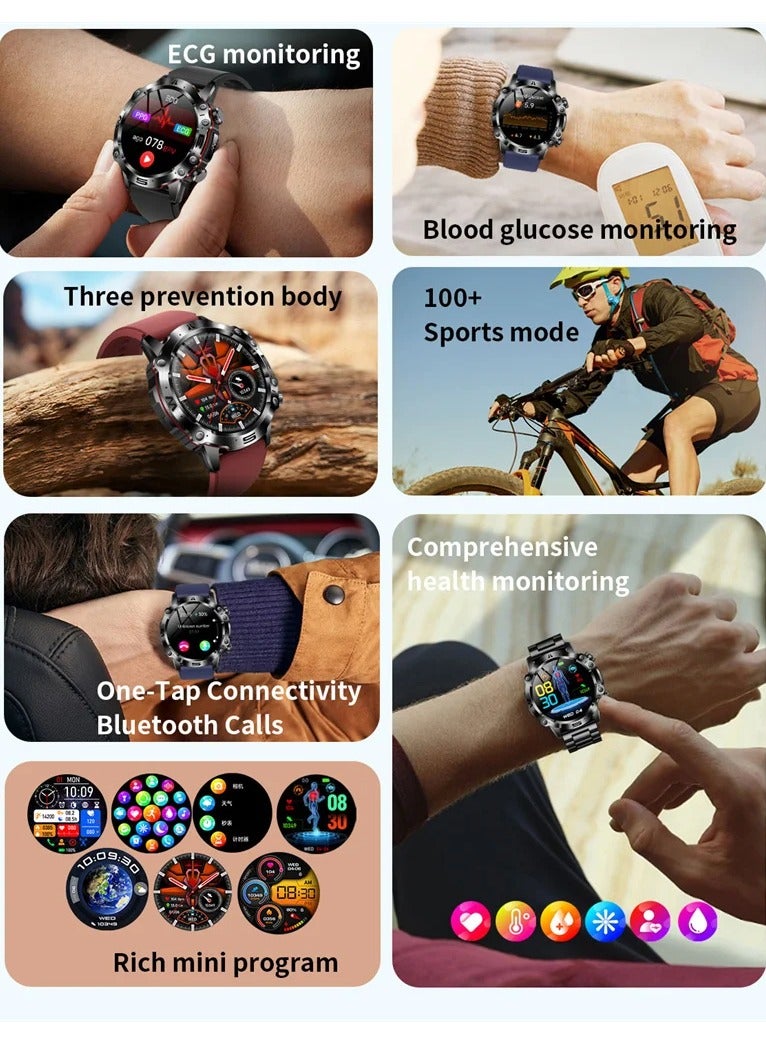 ارواق الرجال النساء دقيق السكر في الدم معدل ضربات القلب الدم الأكسجين حمض اليوريك مراقبة الصحة ECG و PPG ساعة ذكية - Image 2