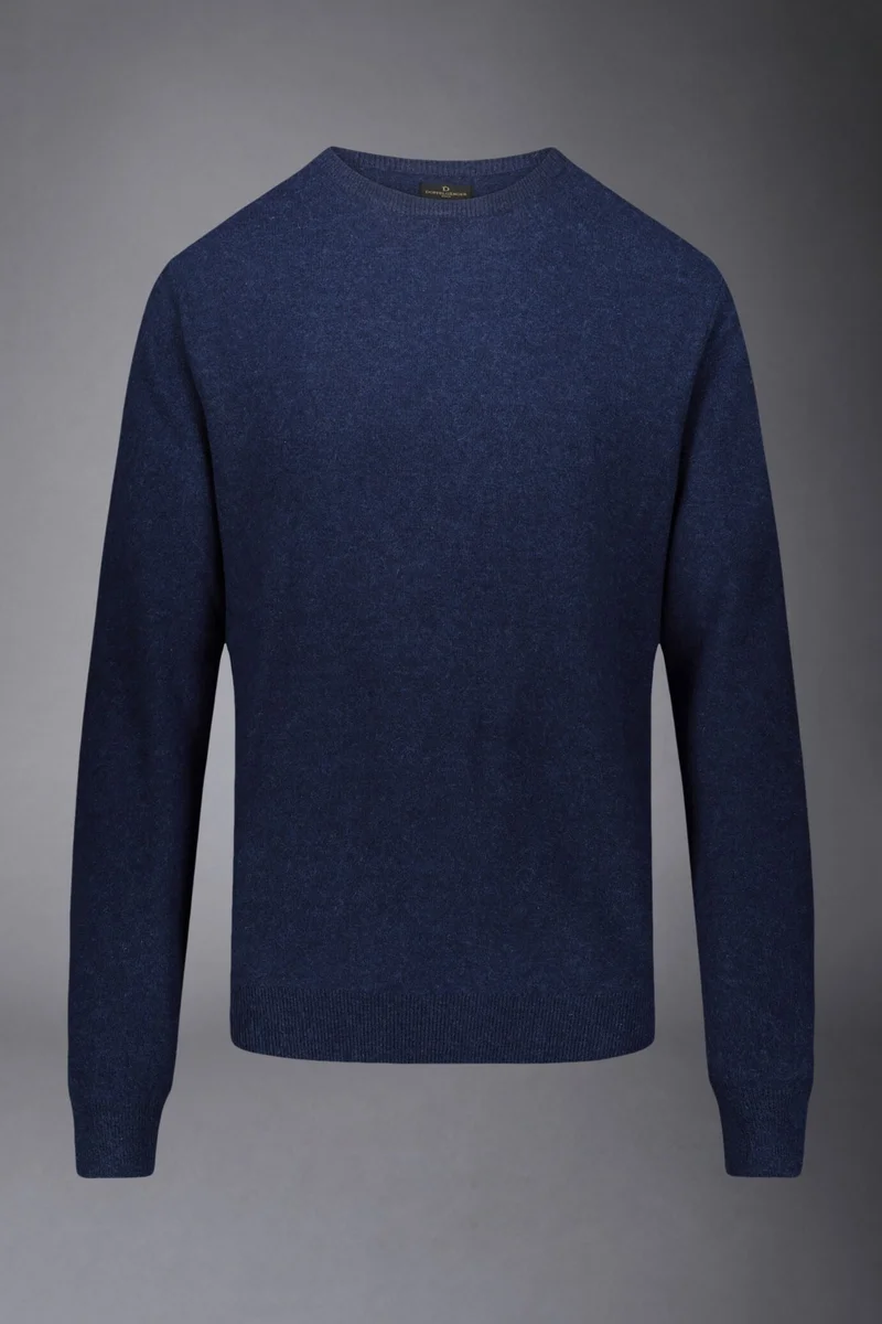 Men's crew neck wool blend lambswool - Denim