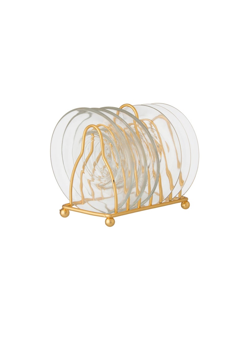 Dania A set of 6 pieces glass plates with a metal holder Clear 12 cm  - Image 2
