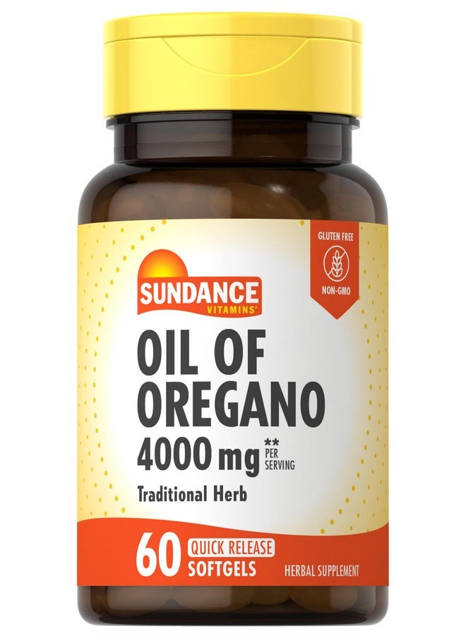 صن دانس - كبسولات زيت الأوريجانو الناعمة Sundance Oil of Oregano 4000mg | 60 حبة | مكمل عشبي تقليدي | تركيبة خالية من الكائنات المعدلة وراثيًا وخالية من الجلوتين - Image 1