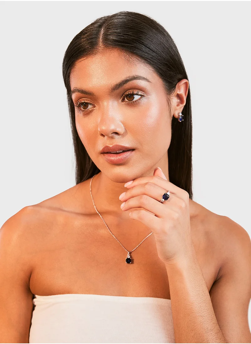 BUCKLEY LONDON Sapphire Cushion Double Drop Pendant