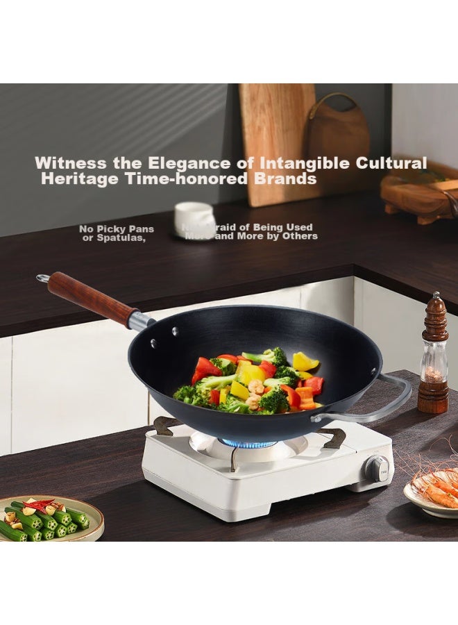 Wang Yuanji Yuanji Ancient Iron Wok, Handmade Cast Iron Pan, Traditional Stir-fry Pan, Uncoated Non-stick Cooking Pan Jiangnan 30cm - Image 5