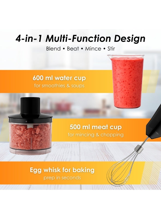 Nexso 1000W 4-in-1 Hand Blender Set – High-Torque Motor, Two-Speed Control, Stainless Steel Blades, 600ml Beaker, 500ml Chopping Cup, Egg Whisk – Perfect for Smoothies, Soups, Sauces, and More _ - Image 5