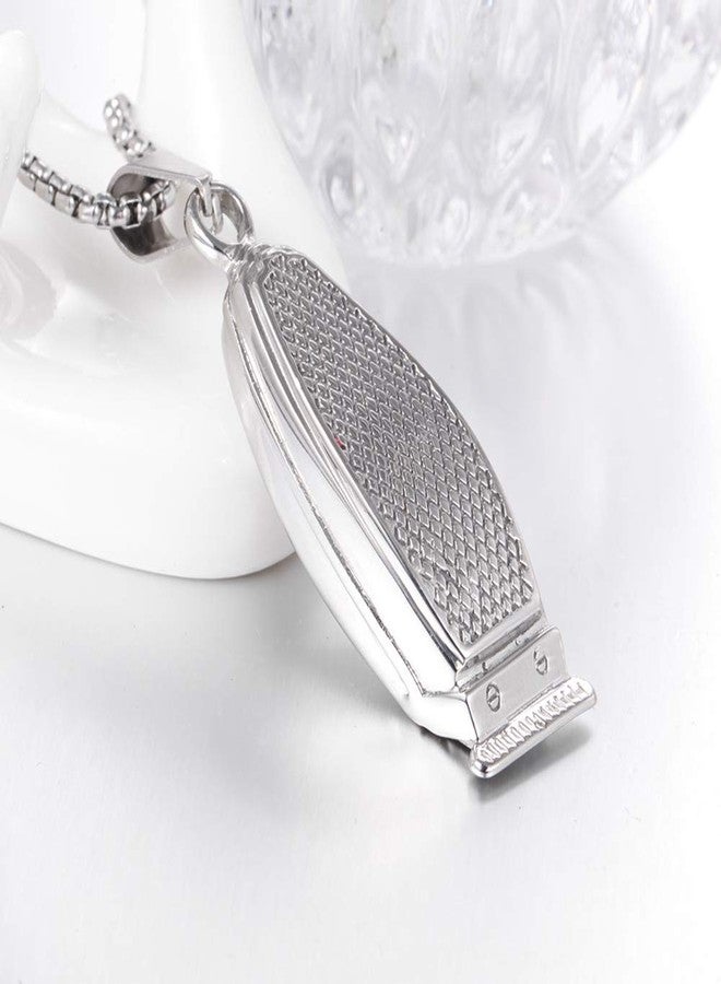 JAJAFOOK Stainless Steel Pendant for Men Women Barber Razor Shaver Hair Salon Pendant Necklace Comb (Clippers Silver) - Image 2