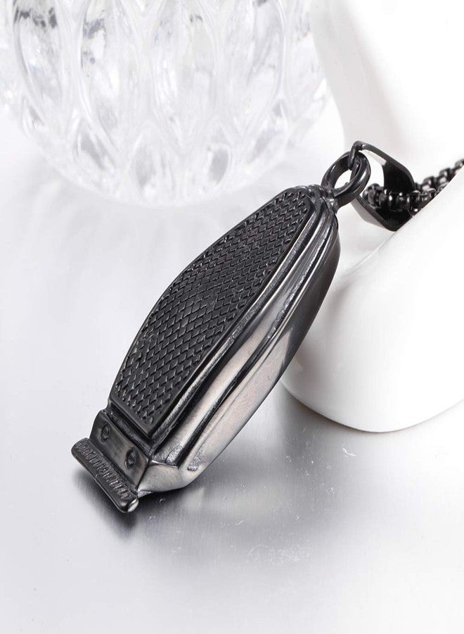 JAJAFOOK Stainless Steel Pendant for Men Women Barber Razor Shaver Hair Salon Pendant Necklace Comb (Clippers Silver) - Image 3