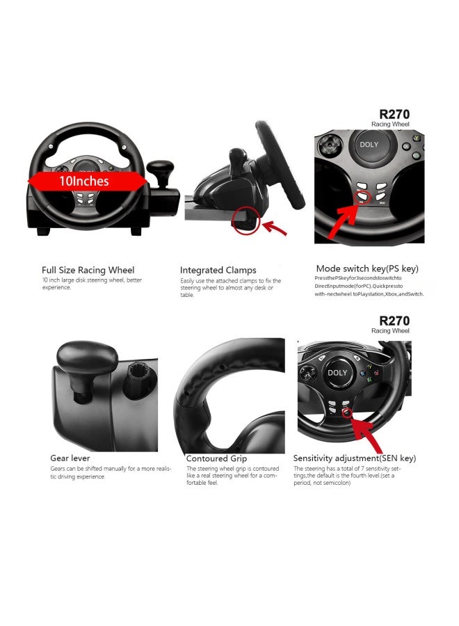 Digital Computer/game Controller Joystick Usb Interface For Pc/xbox 360/ps3/wii/nintendo Switch Game Console-Product Color:Seven-in-one Steering Wheel - Image 5