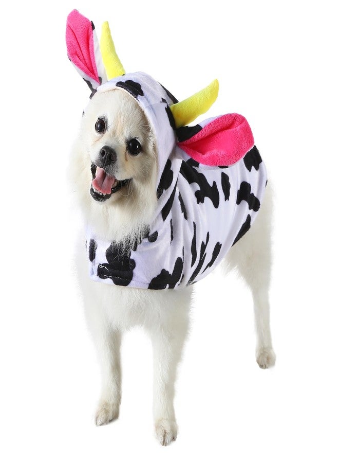 Mogoko Funny Dog Cat Cow Costumes, Pet Halloween Christmas Cosplay Dress, Adorable Cow Pet Costume, Animal Fleece Hoodie Warm Outfits Clothes (M Size) - Image 5