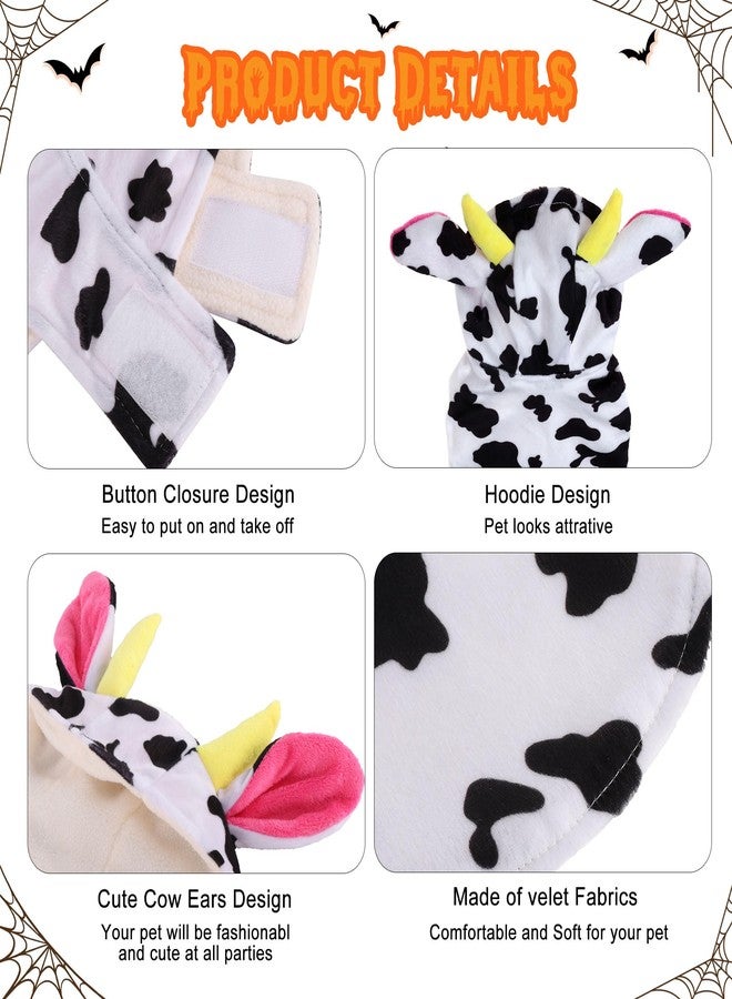 Mogoko Funny Dog Cat Cow Costumes, Pet Halloween Christmas Cosplay Dress, Adorable Cow Pet Costume, Animal Fleece Hoodie Warm Outfits Clothes (M Size) - Image 4