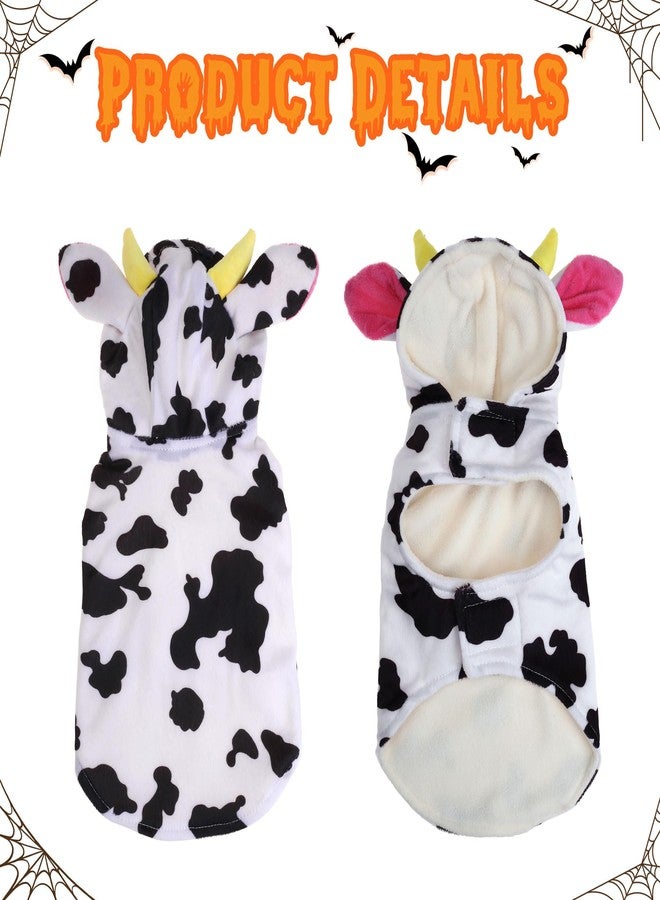 Mogoko Funny Dog Cat Cow Costumes, Pet Halloween Christmas Cosplay Dress, Adorable Cow Pet Costume, Animal Fleece Hoodie Warm Outfits Clothes (M Size) - Image 3