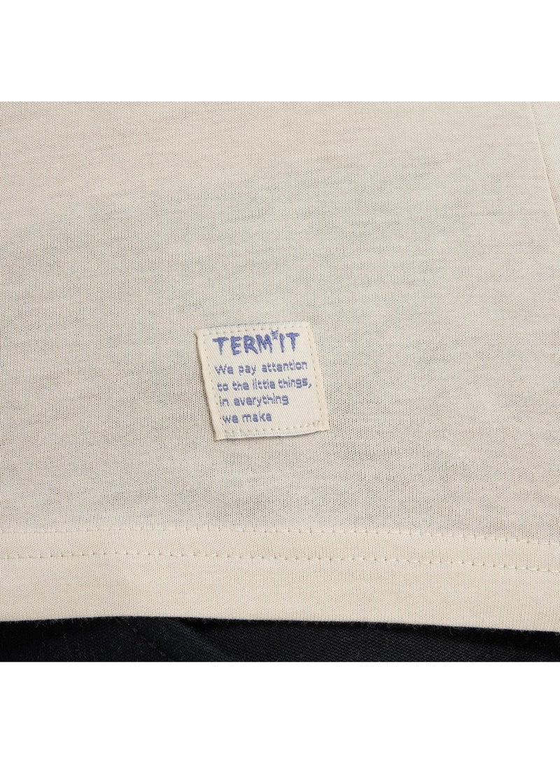 Termit تي شيرت نسائي جرافيك بيج فاتح من تيرميت - قصّة ضيقة، قطن ناعم، قماش قابل للتنفس، أزياء شوارع أنيقة، مريحة ومتعددة الاستخدامات للارتداء اليومي - Image 5