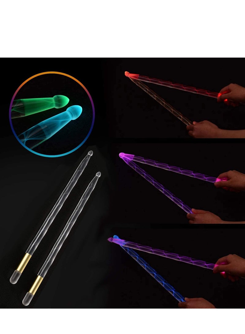 5A Acrylic LED Light Up Drum Stick, Noctilucent Glow In the Dark Stage, Drummer Gifts Glow Plastic Drum Sticks for Adults, Luminous Bright Personalized Drum Sticks (1 Pair) - Image 1