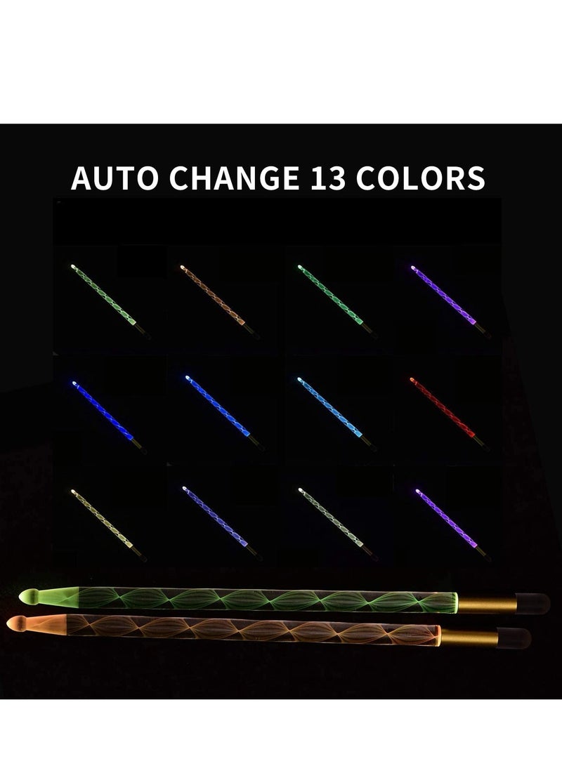 5A Acrylic LED Light Up Drum Stick, Noctilucent Glow In the Dark Stage, Drummer Gifts Glow Plastic Drum Sticks for Adults, Luminous Bright Personalized Drum Sticks (1 Pair) - Image 2