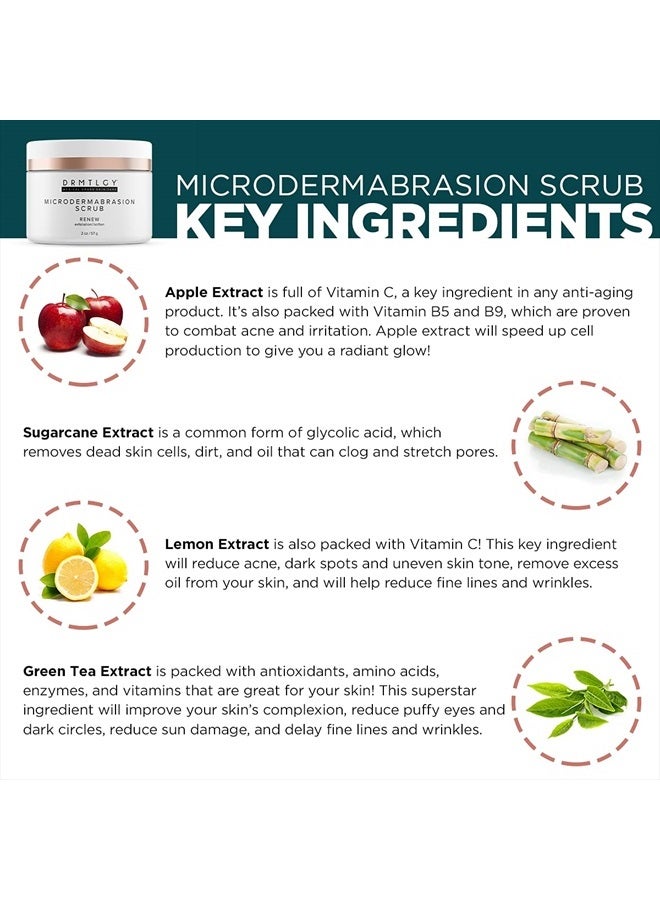 DRMTLGY مقشر الوجه وماسك الوجه بالميكروديرمابراشن. مقشر وجه غير كاشط يحسن ندبات حب الشباب، والرؤوس السوداء، وحجم المسام، وملمس البشرة. 2 أونصة - Image 5