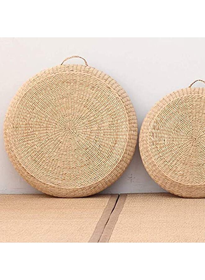 وسادة مقعد فوتون، وسادة أرضية منسوجة من القش الطبيعي للاستخدام الخارجي، وسادة أرضية مستديرة من حصير التاتامي للجلوس، وسادة تأمل مصنوعة يدويًا، لغرفة اليوجا 19.5 × 3.9 بوصة، لون بيج - Image 4