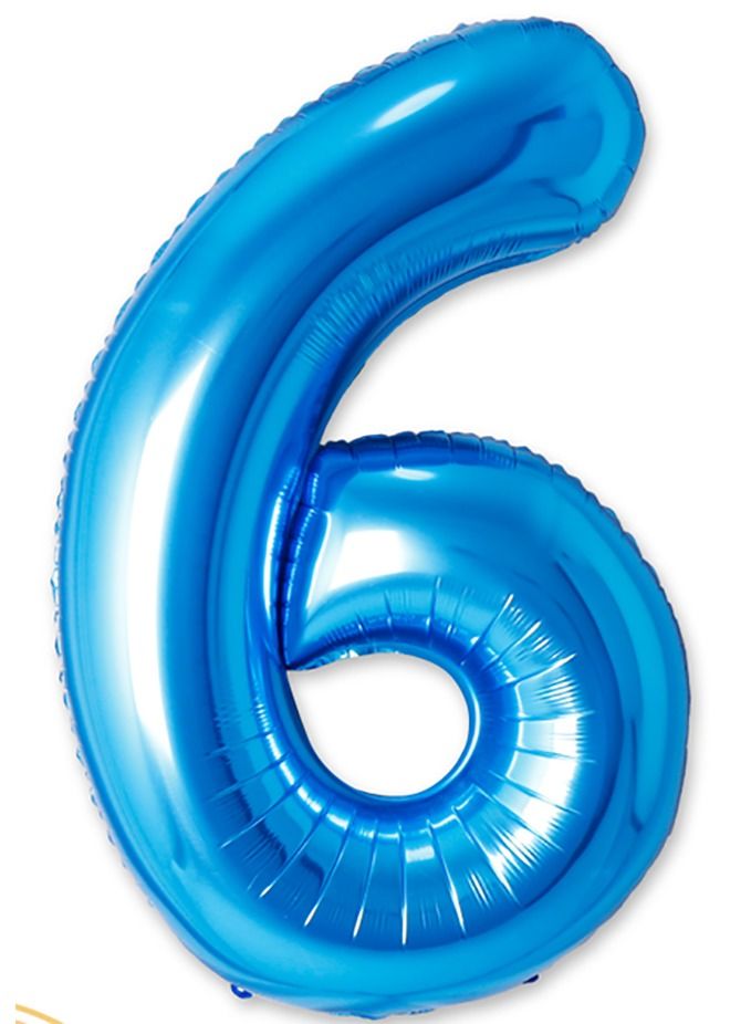 Party Time Number 6 Foil Balloon 40 Inch Size Blue Color - Image 2