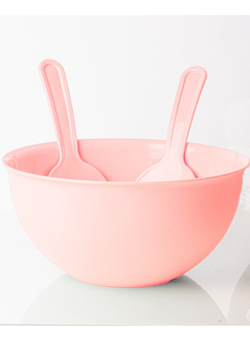 هوبي طقم زبدية مع شوكة وملعقة 5 لتر وردي - Image 1