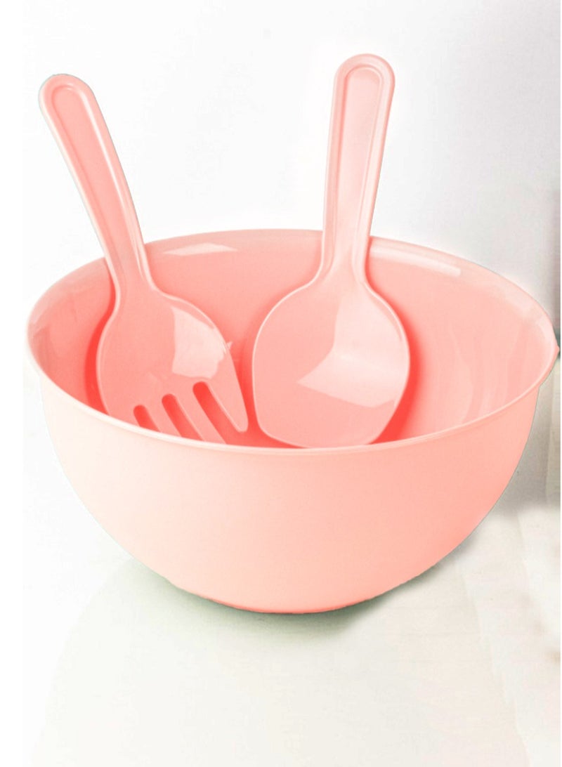 هوبي طقم زبدية مع شوكة وملعقة 5 لتر وردي - Image 2