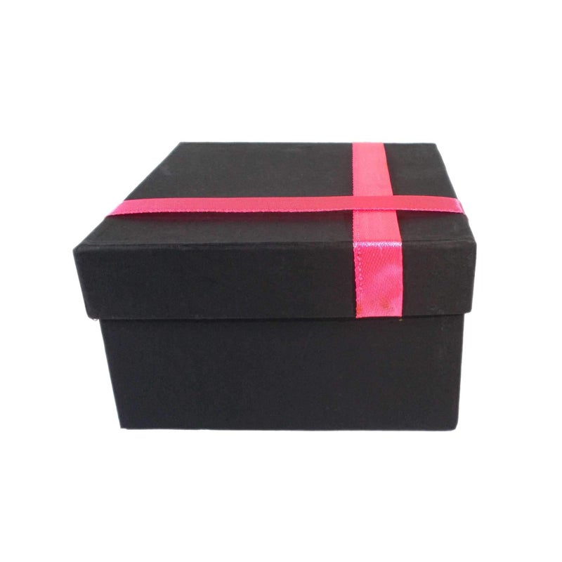 Krypmax Empty Gift Box for Her/him with Pink Ribbon Lid | Empty Boxes for Wedding Gift | Corporate Gifting, Black (10.5 x 10.5 x 6 cm) (15) - Image 3