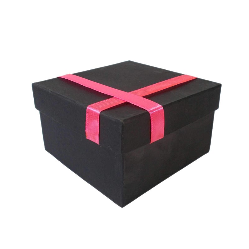 Krypmax Empty Gift Box for Her/him with Pink Ribbon Lid | Empty Boxes for Wedding Gift | Corporate Gifting, Black (10.5 x 10.5 x 6 cm) (15) - Image 4