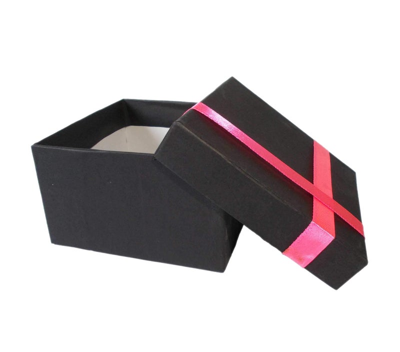 Krypmax Empty Gift Box for Her/him with Pink Ribbon Lid | Empty Boxes for Wedding Gift | Corporate Gifting, Black (10.5 x 10.5 x 6 cm) (15) - Image 1