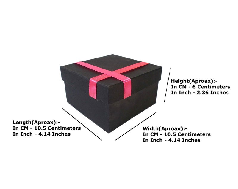 Krypmax Empty Gift Box for Her/him with Pink Ribbon Lid | Empty Boxes for Wedding Gift | Corporate Gifting, Black (10.5 x 10.5 x 6 cm) (15) - Image 5