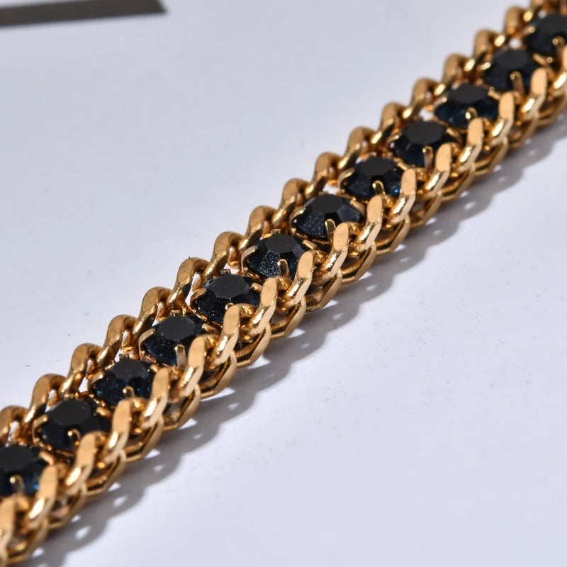 Black Zirconic Golden Stainless Steel Tennis Bracelet - Image 5