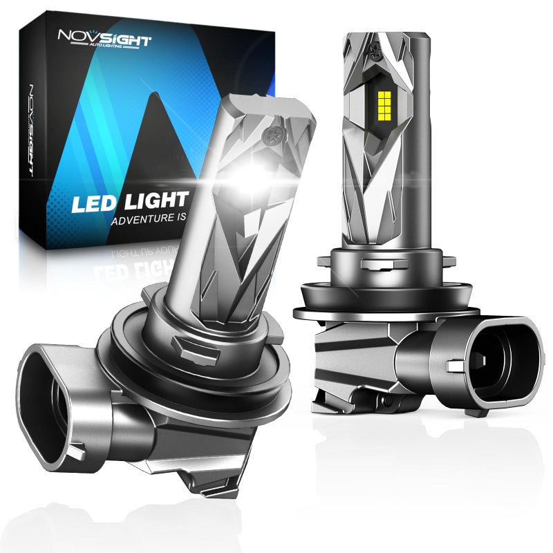 NOVSIGHT H11 H8 H9 LED Fog Light Bulbs - 400% Super Brighter 6500K Cool White, Fanless Light, 1:1 Size Perfect Low Beam, Plug and Play, Automotive Fog Lights Replacement - Image 1