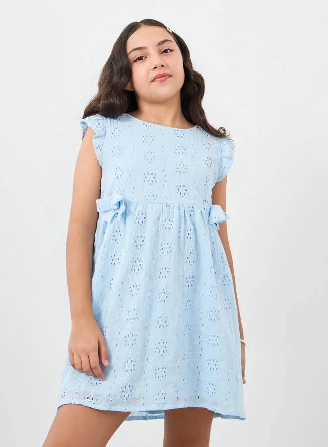 ستايلي Styli Girls Schiffli Bow Detail Dress