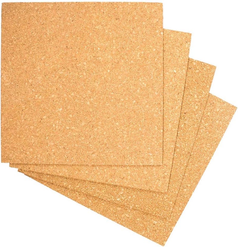 Standard Project Cork – Perfect for DIY Coasters, Bulletin Boards, and Artistic Pieces (4 X Cork Tiles)
