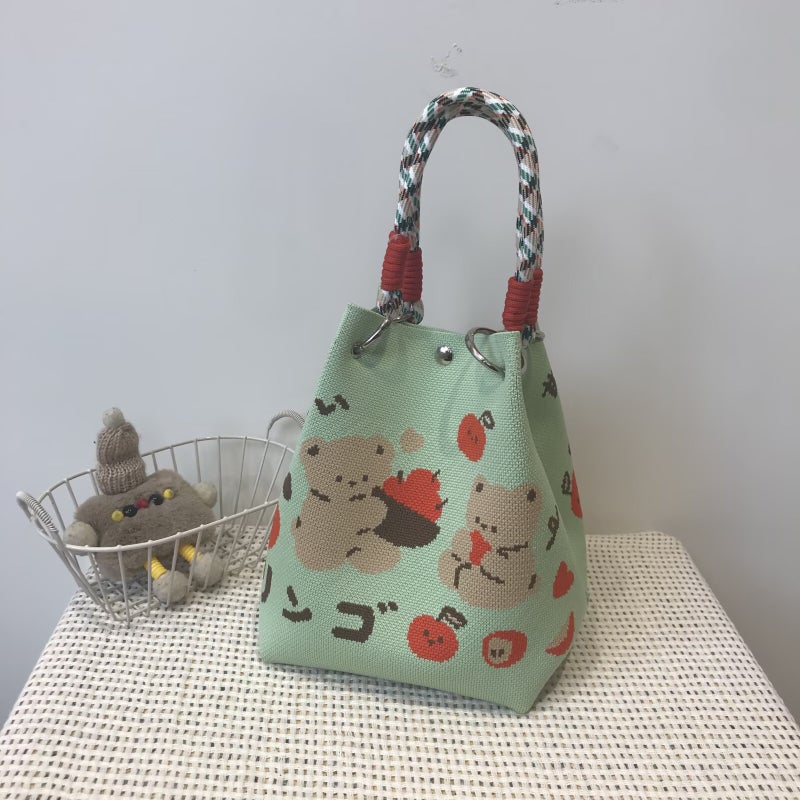 Korean Style New Style Fragrant Style Rope Knot Handbag Elegant Style Travel Large Capacity Hand Bag Western Style - Image 1