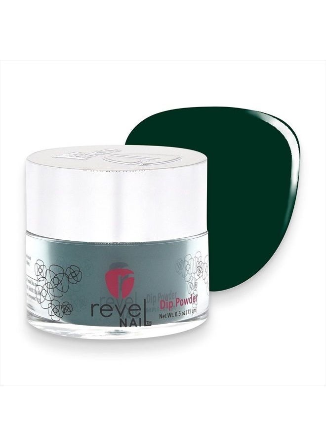 Revel Nail - Dip Powder - Green Powder Dip Nail Polish, Chip Resistant Dip Nail Powder with Vitamin E and Calcium, DIY Manicure - Image 1