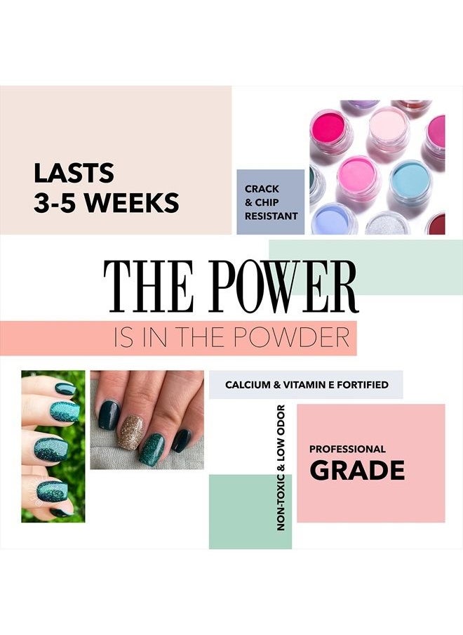 Revel Nail - Dip Powder - Green Powder Dip Nail Polish, Chip Resistant Dip Nail Powder with Vitamin E and Calcium, DIY Manicure - Image 1