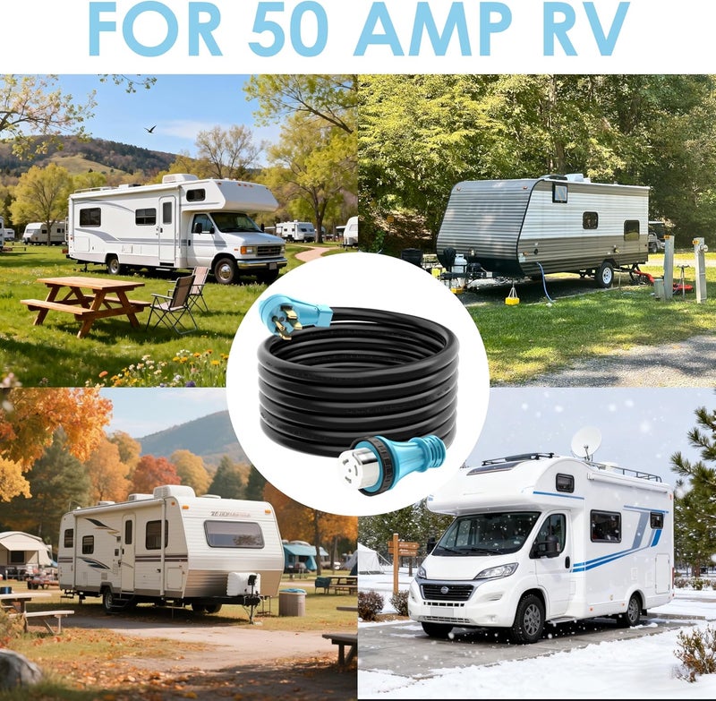 CircleCord UL Listed 50 Amp 25 Feet RV/Generator Cord with Locking Connector, Heavy Duty 6/3+8/1 Gauge STW Wire, 14-50P Male and SS2-50R Twist Locking Female for RV Camper and Generator to House - Image 5