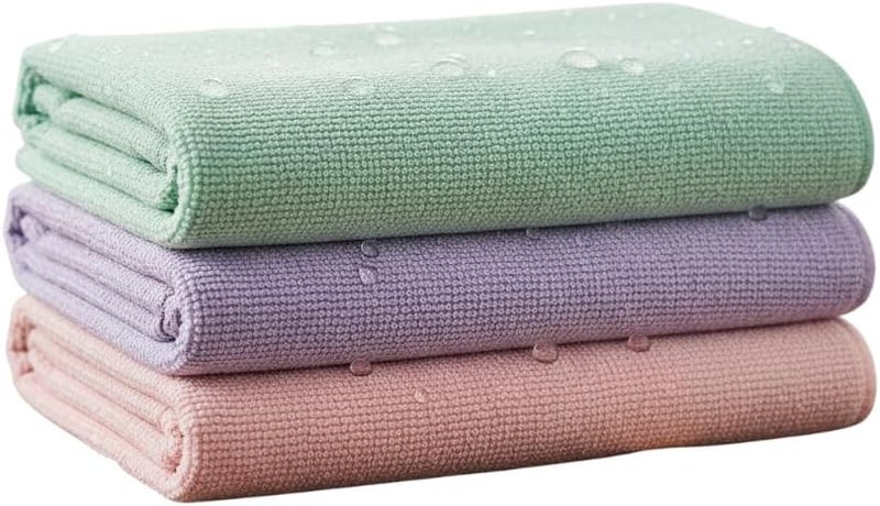 FWM 3-Pack Multifunctional Water Absorbent Cleaning Cloths – Ultra-Soft Pastel Microfiber Towels for Kitchen, Bathroom, and Home – Oil-Free & Easy to Wash - Image 1