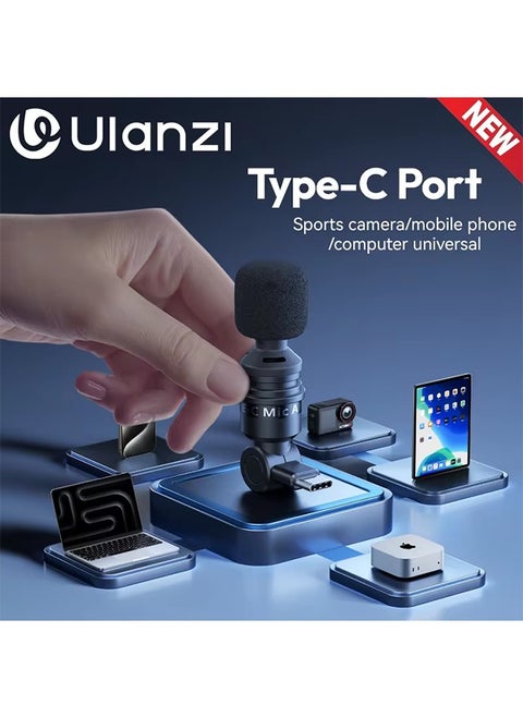 ميكروفون Ulanzi AM23 صغير محمول لتسجيل الصوت والفيديو لأجهزة iPhone وAndroid والبث المباشر والألعاب والهواتف وGopro وDJI والكمبيوتر المحمول